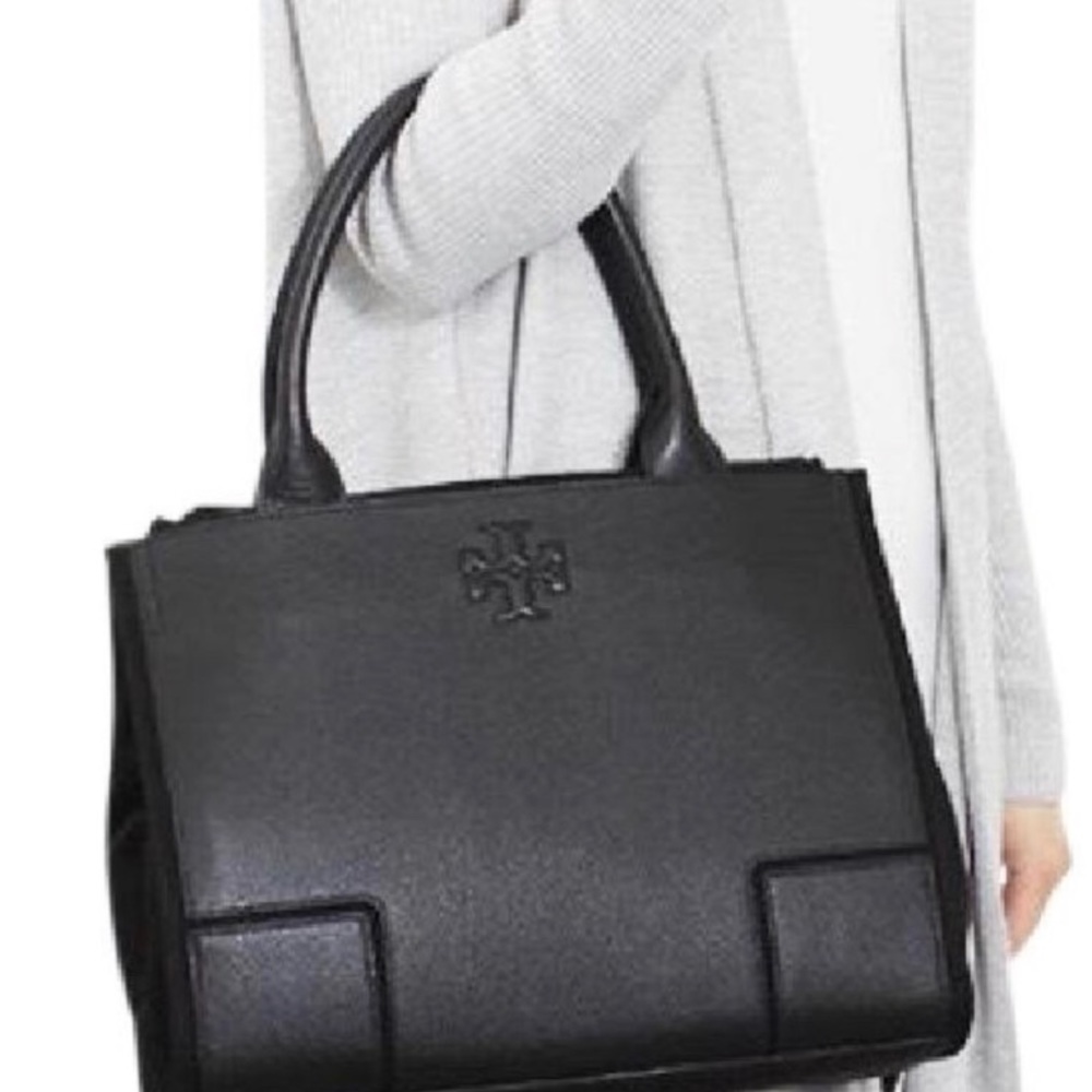 Tory Burch ella canvas tote black shoulder tote - Picture 4 of 8